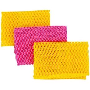 Innovative Dish Washing Net Cloths / Scourer - 100% Odor Free / Quick Dry - No More Sponges with Mildew Smell - Perfect Scrubber for Washing Dishes - 11 by 11 inches - 2PCS - Pink/Yellow