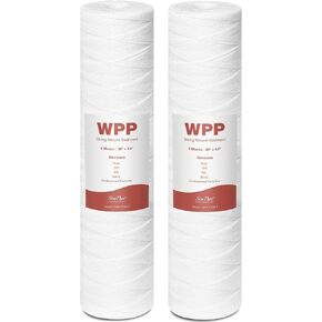 20 x 4.5 Inch 5 Micron String Wound Sediment Water Filter Cartridge, SimPure Whole House Sediment Well Water Filter Replacement for Well Water, Fits DB20P DB20P-3 (2 Pack)