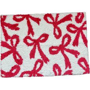 Bow Rug - Bow Shaped Rug - Handmade & Premium- 30in (75cm) - Uno Reverse Rug - Designer Rugs - Aesthetic Room Decor - Cute Room Decor Coquette bathmat Rug (Black)