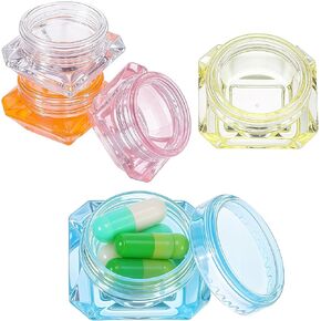Small Pill Organizer Box, 5 Pcs Travel Pill Case Holder Portable Daily Mini Pill Container BPA Free Medicine Storage Container for Purse Pocket Briefcase(Blue/Orange,/Yellow/Black/Rose Red)