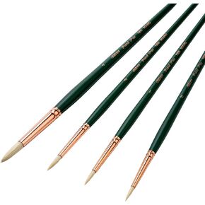 Silver Brush Limited GP-1050 Grand Prix Set, Oil Painting Brushes, Round, Flat, Bright, Filbert, and Xtra Long Filbert Brushes, Size 4, Long Handle, Set of 5 Brushes