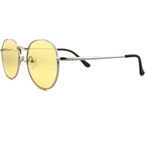 Full Reader Sunglasses Women Men, Mens Womens Reading Sun Glasses Metal Round Clear Pink Yellow Lens NON BIFOCAL
