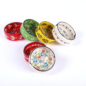 Serazat Set of 6 Ashtrays Cute Handy-Paint Ceramic Handmade Outdoor Cigarette AshTray Colora Ceramic Ashtrays Glossy for Indoor,Home,Office Smoking Handwork Ashtray (6 PCS) mixed colors Best Gift Idea