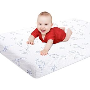 Mochen Pack and Play Mattress Pad, Dual Sided Memory Foam Pack N Play Mattresses for Baby Toddlers, 38x26 Portable Mini Crib Mattress with Ultra-Soft Dinosaurs Cover, Removable & Washable