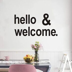 Wall Decal Stickers, Hello Welcome Stickers, (Easy to Apply), Vinyl Wall Decor Art Front Door Inspirational Motivational Quotes, Office Gym Nursery Playroom, Yoga Room Welcome Saying Home Word 21"X11"