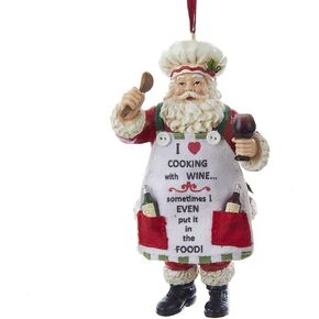 Kurt Adler 5" Santa Chef with Wine Resin Ornament