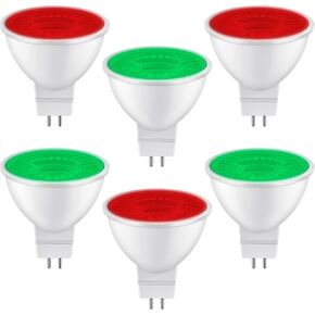 6 Pieces Halloween MR16 LED Bulb 12V 6W Light Bulbs for Christmas Holiday Party Decoration Outdoor Landscape Lighting Party(Red, Green)