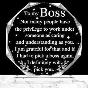 Soaoo Boss Day Desk Accessories Thank You Boss Lady Paperweight Gifts for Women Appreciation Gift for Employer Acrylic Table Sign Acrylic Plaque Keepsake for Office Retirement(Team)