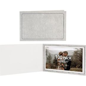 Golden State Art, Pack of 100, 4x6 or 6x4 Photo Folders, Cardboard Picture Frame, Paper Photo Frame Cards, Greetings/Invitation Cards, Special Events: Graduation, Christmas, Wedding (Grey) in Kuwait