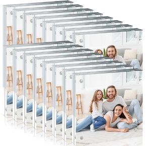 16 Pack 4×6 Acrylic Picture Frames, Magnetic Photo Frames for Desktop Display, Photo Display Frame Gifts for Home & Office (Transparent, 4''×6'')