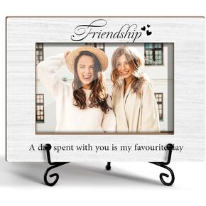 Forever Friend Photo Frame, Truly Great Friends Are Hard To Find Difficult To Leave, Birthday Gifts For Women Friend, Fit 4x6 Picture Frame With Stand Office Home Desk Decor Tabletop Display -Txk68