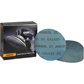 Mirka GalaxySandpaper 6 inch (150mm) - Grit 80, 50 Discs/Pack - Hook & Loop - Premium Abrasive for Epoxy Resin, Wood, Metal - Non-Clogging, Self-Sharpening Technology - Ideal for Power Sanders