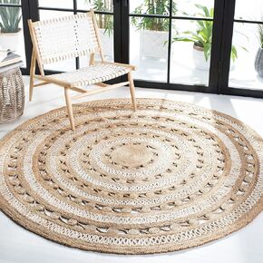 SAFAVIEH Natural Fiber Round Collection 3' Round Ivory NF169B Handmade Boho Charm Farmhouse Jute Area Rug