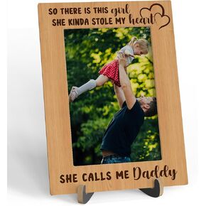 Dad Picture Frame, So There Is This Girl She Calls Me Daddy - Wooden Tabletop Photo Frame With Stand, Father's Day Gifts For New Dad, Birthday Gifts For Best Dad, Father And Daughter Gifts, A25
