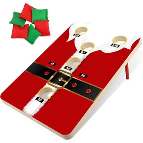 Hiboom Large Christmas Bean Bag Toss Game (Includes 6 Bags, Red Green) Christmas Party Favor for Kids and Adult, Beach Yard Outdoor Activities, Family Party Supplies in Kuwait
