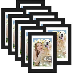 decorUhome 8x10 Picture Frame Set of 10, Display Pictures 5x7 with Mat or 8x10 without Mat, Natural Photo Frame with Plexiglass for Picture Frames Collage Wall Decor, Natural, 8x10