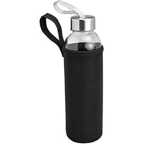 16 oz. Glass Water Bottle, 1 Bottle - Reusable Water Bottles with Airtight, Stainless Steel Lids + BONUS Carrying Strap & Nylon Water Bottle Protective Sleeves for Cold Drinks & Shakes