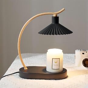 Candle Warmer Lamp with Timer Dimmable Electric Candle Warming Lamp for Jar Candles Vintage Candle Light Warmer with 2 Bulbs, Gifts for Valentine's Day or Birthday(Black)