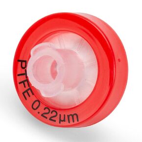 Globe Scientific SF-PTFE-2213 Syringe Filter, PTFE Hydrophilic Membrane, 0.22µm Porosity, PP Housing, Non-sterile, Bulk Packed, Red, 13mm Diameter, Pack of 100