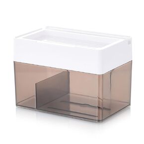 Wall Mounted Plastic Toilet Paper Holder, Tissue Dispenser with White Lid for Storage, Bathroom Restroom Multifunction Waterproof No Drilling, Clear Brown