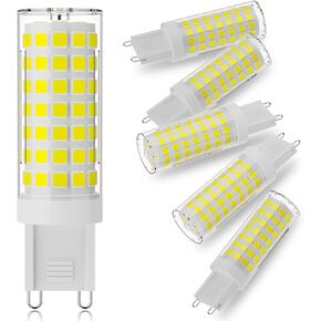 G9 LED Bulb 6W,60W Halogen Equivalent,5000K Daylight White,High Brightness 600LM, AC120V T4 G9 Bulbs with Long Lifespan for Chandeliers Home Lighting,G9 Bi-Pin Ceramic Base,Non-Dimmable,6 Pack