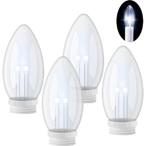 4 Pcs E17 LED Light Bulbs, Battery Operated LED Window Candle Replacement Bulbs Compatible with 612 Vermont VT-1935-R4-W and Celestial Lights ‎P-1935-4V-AZ Window Candle(Cool White)