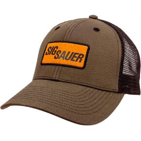 Sig Sauer Unisex Leather Patch Adjustable Breathable Mesh Panels Sports Outdoor Shooting Hunting Military Green Trucker Hat