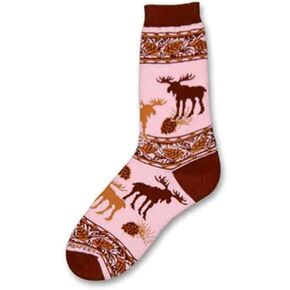 Pink Moose Socks Animal Den,White/Grey/Black/Red,Women Shoe Size: 6-11 or Men Shoe Size: 5-10
