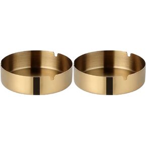 Stylish Round Stainless Steel Ashtray Portable Tabletop Metal Ash Tray Anti-scalding Cigarette Accessories Home Decoration, Portable Home Office Patio Tabletop Countertop Ash Tray, 2pcs