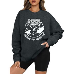 KIDDAD Magical Sweatshirt for Women Animal Kingdom Sweatshirts Family Vacation Shirt Funny Hakuna Letter Print Pullover Tops