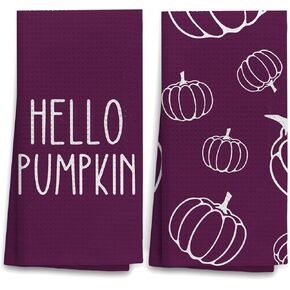 OHSUL Fall Kitchen Towels Decor, Autumn Pumpkin Decor, Fall Hand Dish Towels, Fall Autumn Decor Decorations for Home, Fall Bathroom Decor, Housewarming Gifts, Set of 2