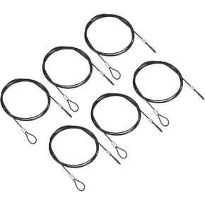 PATIKIL 3.3Ft Safety Cable Lock, 6 Pack Stainless Steel 2mm Dia Security Wire Rope with Double Loop for Stage Lighting Luggage Lock Black