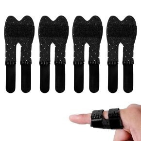 4pcs Trigger Finger Splints, Finger Splints for Broken Finger Straightening Protector Breathable Comfortable Finger Brace Support for Thumb/Middle/Ring/Index/Pinky Finger, Black