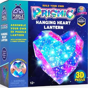 PRISMIC Make Your Own Lantern Heart 3D Light - Cool Building Craft Kits for Girls Ages 8-12 & Christmas Gifts for Kids 8-12 - Great Gifts for 10 Year Old Girl, Tween Girls Gifts Idea - Cute DIY Kits