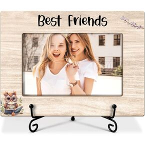 Friends Picture Frame, Wooden Photo Frame for Friends, Bff Gifts Friendship Gifts for Bestie Friends, 4x6 Photo Frame For Tabletop Display, Home Living Room Table Decor -056
