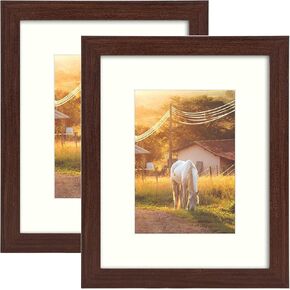 AUEAR, 8x10 Picture Frames 2 Pack, for 5x7 with Mat or 8 by 10 Gallery Wall Frame Tabletop Vertical Horizontal Display (8x10, Walnut, 2-Pack)