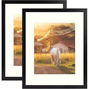 AUEAR, 8x10 Picture Frames 2 Pack, for 5x7 with Mat or 8 by 10 Gallery Wall Frame Tabletop Vertical Horizontal Display (8x10, Walnut, 2-Pack)