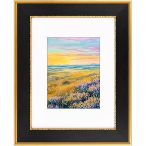Golden State Art, 9x12 Ornate & Antique Photo Frame with White Mat for 6x8 Picture, HD Real Glass Wall Mounting (Color: Vintage Gold & Black)