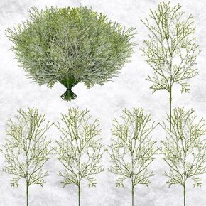 20 قطعة 40.64 سم من فروع خشب الأرز الاصطناعي الثلجي لعيد الميلاد من أوراق الصنوبر الصناعي لتزيين سيقان الصنوبر الخضراء الطويلة من أجل تزيين طاولة مزهرية حديقة المنزل (نمط أخضر وأبيض) in Kuwait