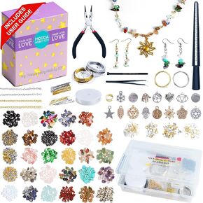 Modda Complete Jewelry Making Kit with Video Course, Includes Instructions, Beads, Necklace, Bracelet, Earrings Making, Crafts for Adults, Beginners, Christmas Gift for Teens, Girls 13-15, Moms, Women