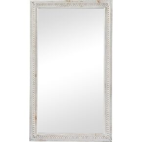 Deco 79 Wood Room Wall Mirror Carved Beaded Entryway Mirror, Wall Mounted Mirror 28" x 1" x 48", White