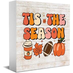 Fall Decor Home Farmhouse Decor, Harvest Autumn Pumpkin Decor Retro Wooden Box Sign Kitchen Living Room Office Farm Decor Desk Cubicle Decor Accessories Thanksgiving, Fall Decorations for Home