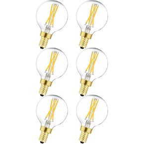 e12 g16.5 Light Bulb 6W Equal 60 Watt Soft White 3000k AC120V e12 Candelabra Bulb 60 Watt for Chandeliers,Ceiling Fan,Vanity Globe e12 Light Bulb 6Pack (6w=60w Soft White 3000k E12)