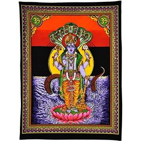 Lord Vishnu Print on Cloth with Sequin Work
