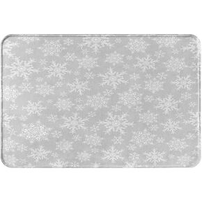 Bath Mats for Bathroom Decor Christmas Snowflakes White on Gray Cozy Washable Floor Rug Carpets Bath Rug Mat Non Slip Backing 20x30 Inches for Indoor Bedroom Kitchen in Saudi Arabia