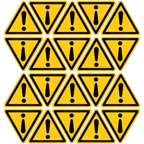 PATIKIL Triangle Caution Warning Sign Self Adhesive Yellow with Black Words 20mm/0.78inch for Machine, Instrument and Equipment Surface Pack of 20