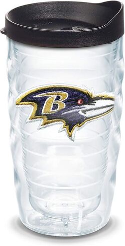 Tervis NFL Baltimore Ravens Primary Logo Tumbler with Emblem and Black Lid, 10 oz Wavy, Clear in Saudi Arabia