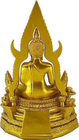 BUDDHO Chinnaraj تمثال بوذا التايلاندي لديكور المنزل 8 بوصة ح تمثال بوذا الذهبي هدية صغيرة مكتب هدية مكتب ديكور التماثيل التأمل مذبح النحت in Kuwait
