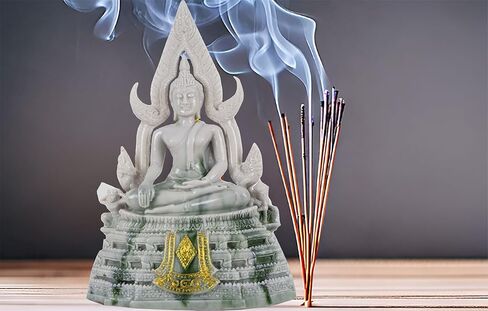 BUDDHO Chinnaraj Thai Buddha Statue for Home Decor 8" h Gold Buddha Sculpture Small Gift Office Gift Office Decor Figurines Meditation Altar Sculpture in Kuwait