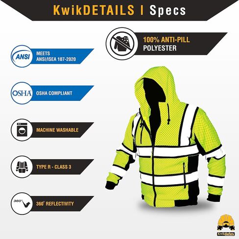 KwikSafety - شارلوت، كارولاينا الشمالية - هوديي السلامة من الصوف للرجال | سترات العمل العاكسة للضوء من معدات الوقاية الشخصية Hi Vis in Kuwait